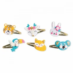 Janod 6 Barrette Con Animali Glitterati Fai-Da-Te