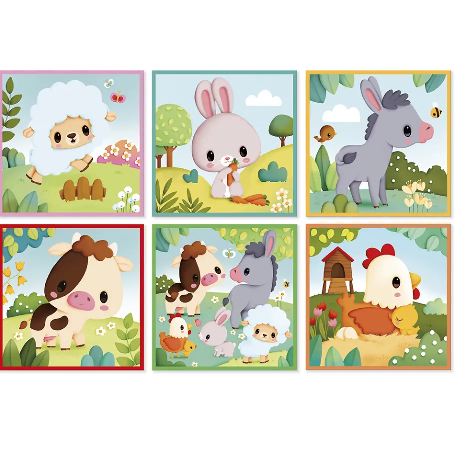 Janod 9 Cubi di animali della fattoria