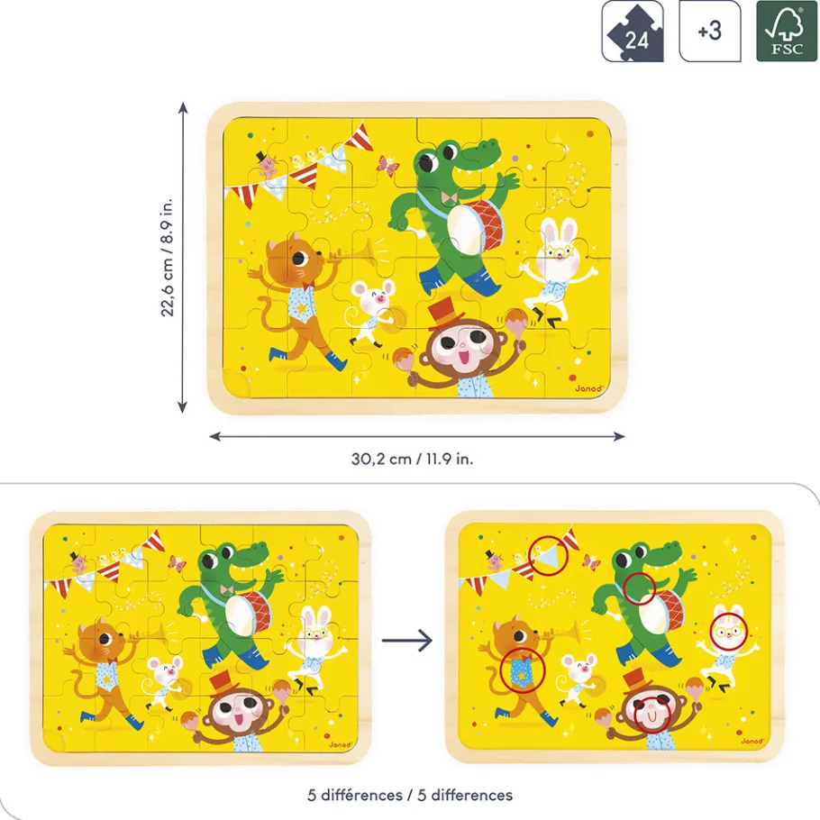 Janod C'est la fête Puzzle in legno da 24 pezzi