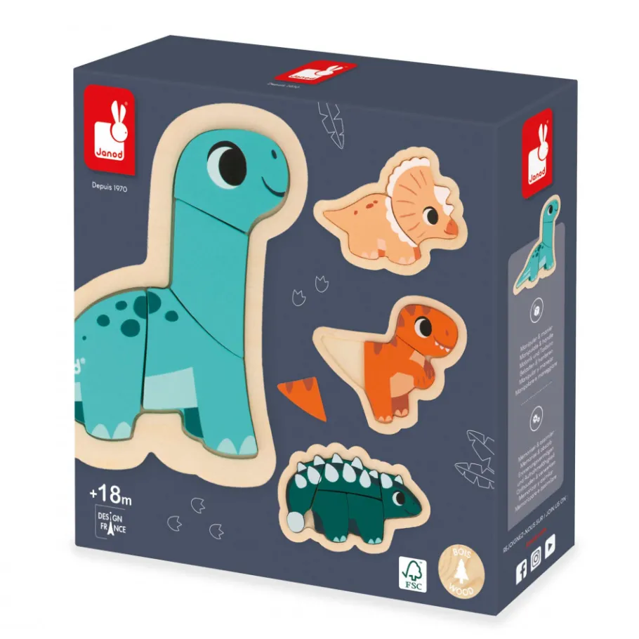 Janod Dino - 4 Puzzle Evolutivi Dino