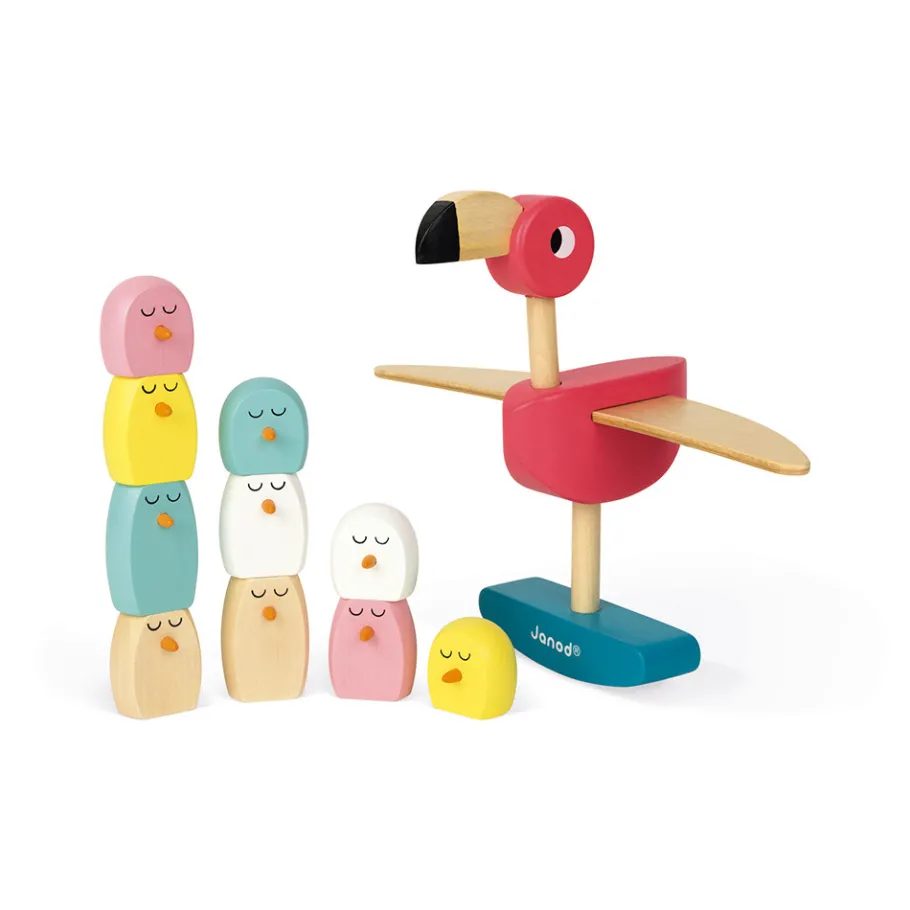 Janod Gioco di Equilibrio Fenicottero Rosa Zigolos (legno)