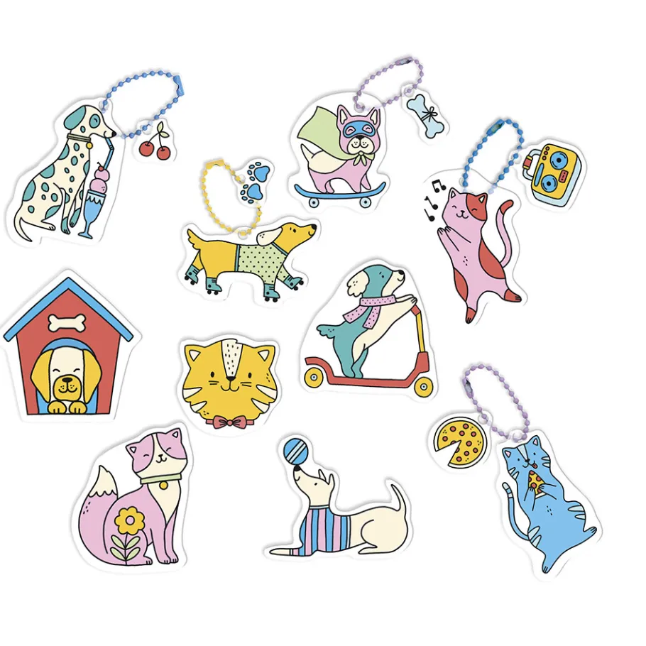 Janod Kit creativo - 10 decorazioni di plastica per cani e gatti pazzi da creare