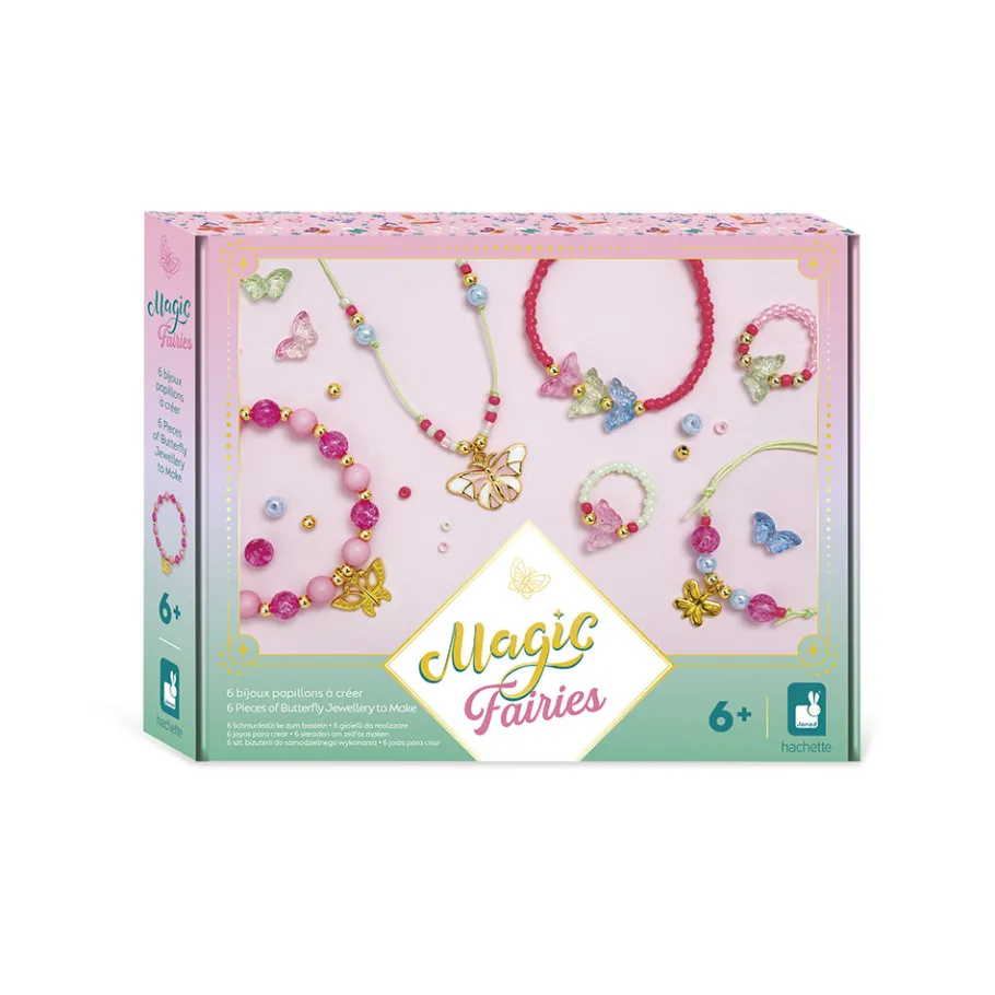 Janod Kit creativo - 6 graziosi gioielli a forma di farfalla Magic Fairies