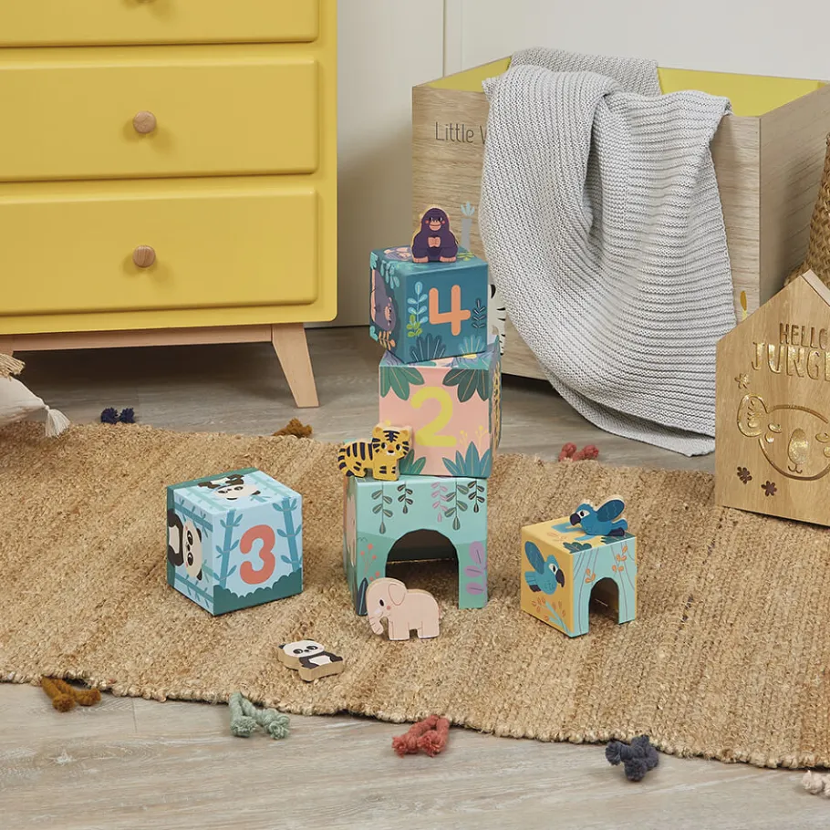Janod Piramide in cartone e personaggi in legno Gli Animali - In collaborazione con il WWF®