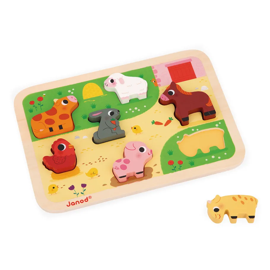 Janod Puzzle Chunky della fattoria 7 pezzi
