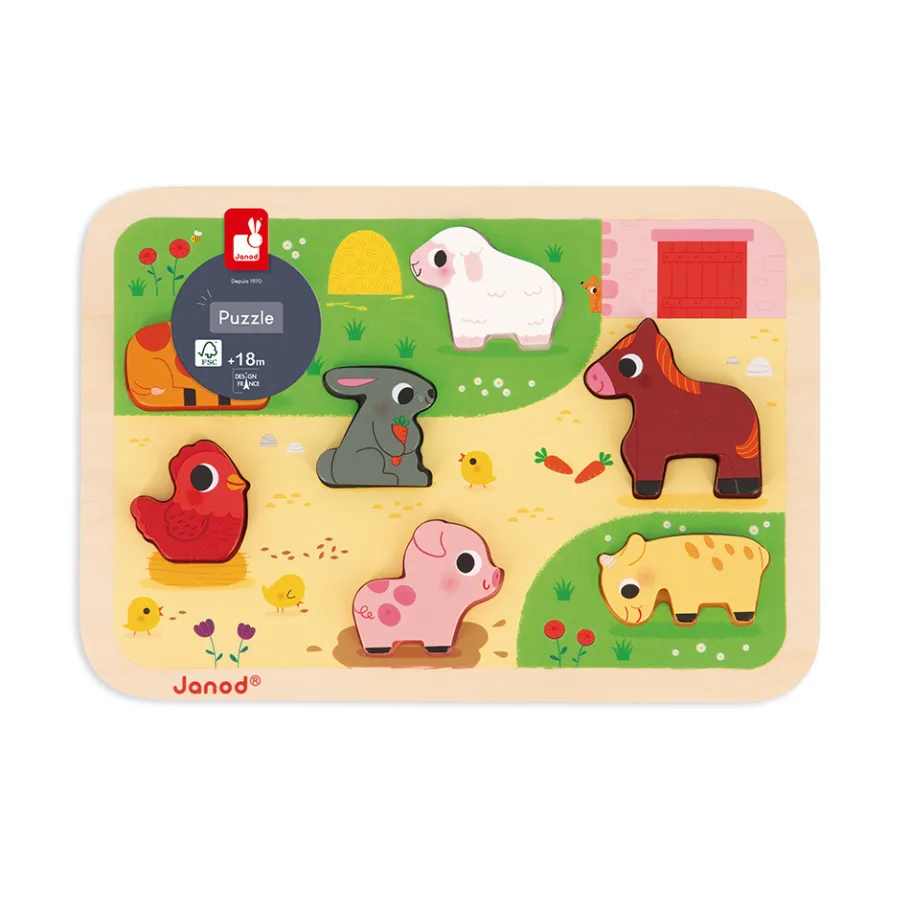 Janod Puzzle Chunky della fattoria 7 pezzi