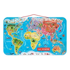 Janod Puzzle Magnetico del Mondo Vesione Francese 92 pezzi (legno) - Solo in francese