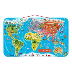 Janod Puzzle Magnetico del Mondo Versione Italiana 92 pezzi (legno)