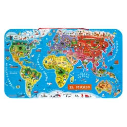 Janod Puzzle Magnetico del Mondo Versione Spagnola 92 pezzi (legno)