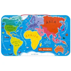 Janod Puzzle Magnetico del Mondo Versione Spagnola 92 pezzi (legno)