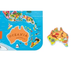 Janod Puzzle Magnetico del Mondo Version Inglese 92 pezzi (legno)