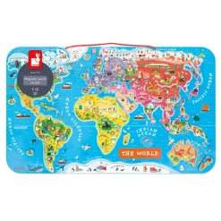Janod Puzzle Magnetico del Mondo Version Inglese 92 pezzi (legno)
