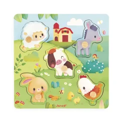 Janod Puzzle tattile di 5 pezzi della fattoria