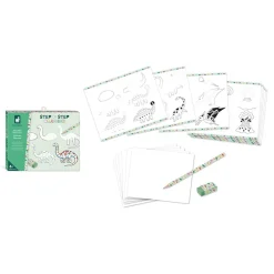 Janod Scatola da disegno creativa 20 modelli di dinosauri