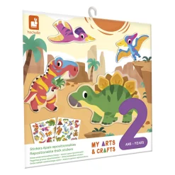 Janod Set creativo di adesivi riposizionabili spessi Dinos - 2 anni